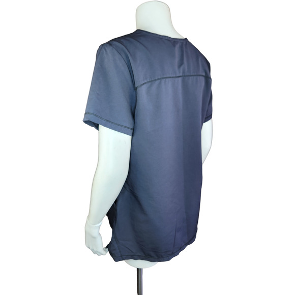 Dickies Women's Medium Short Sleeve Scrub Top Dark Gray Pockets, Round Neckline - Picture 3 of 14